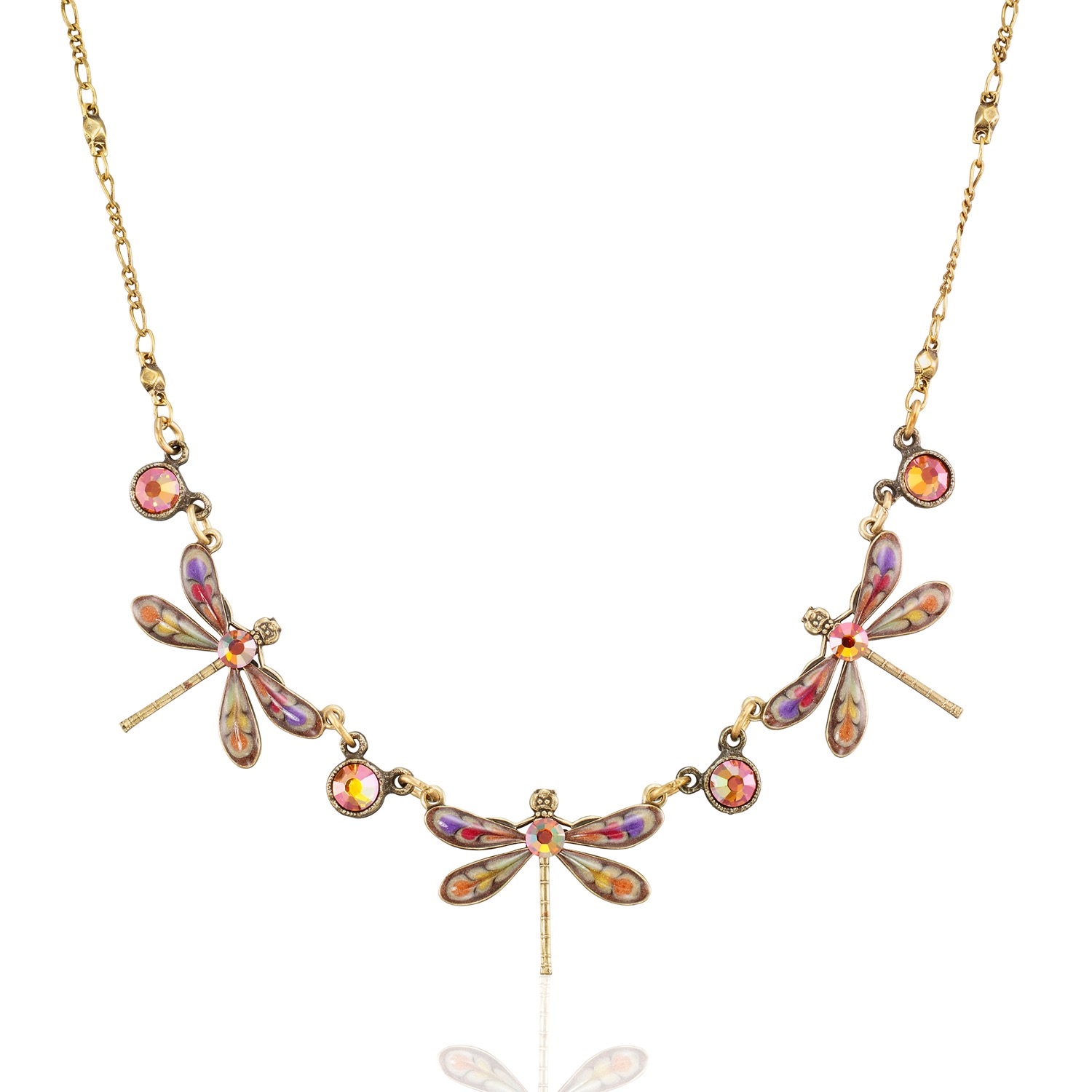 Autumn Ember Blossom Canopy Dragonfly Crystal Necklace