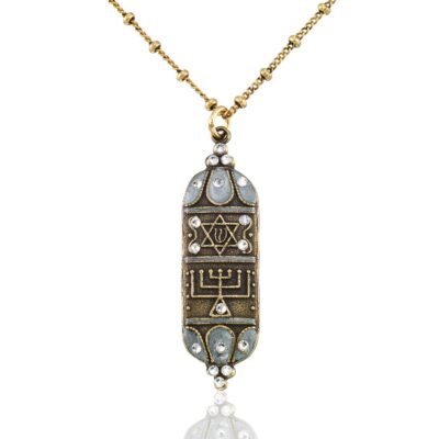 Linen Mezuzah Divine Protection Crystal Necklace