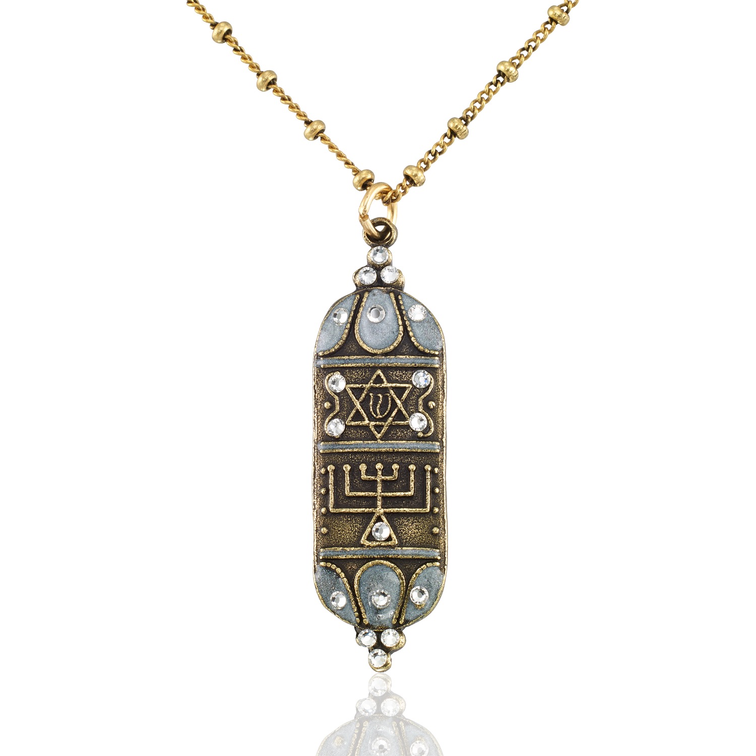 Linen Mezuzah Divine Protection Crystal Necklace