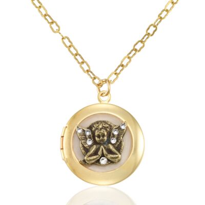 Cherished Angel Blessings Crystal Keepsake Locket Necklace