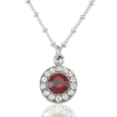 Red Halo Sparkling Crystal Drop Pendant Necklace