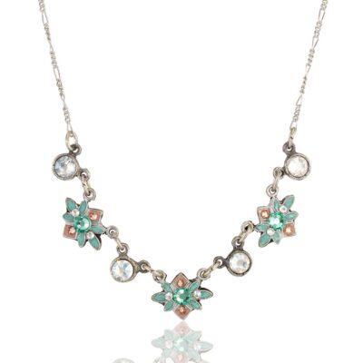 Moonlight Trellis Peach & Green Flowering Crystal Necklace