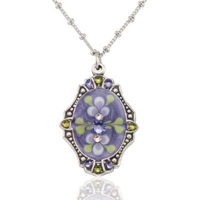 Vintage Inspired Violet Mist Garden Bloom Crystal Necklace