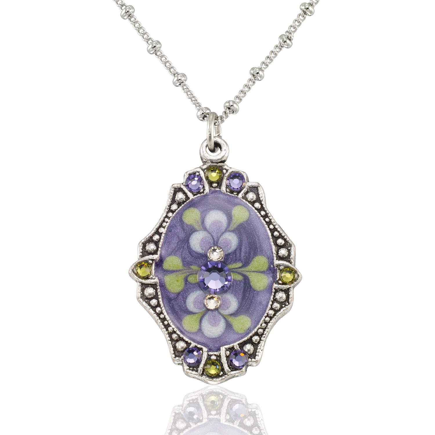 Vintage Inspired Violet Mist Garden Bloom Crystal Necklace