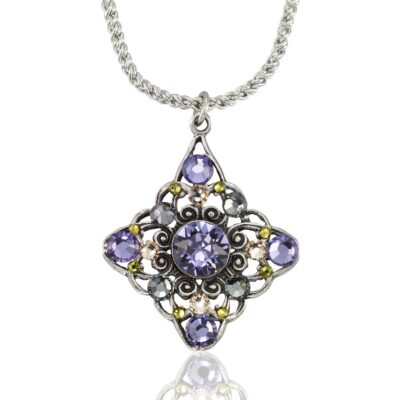 Violet Mist Garden Jeweled Sparkling Crystal Necklace
