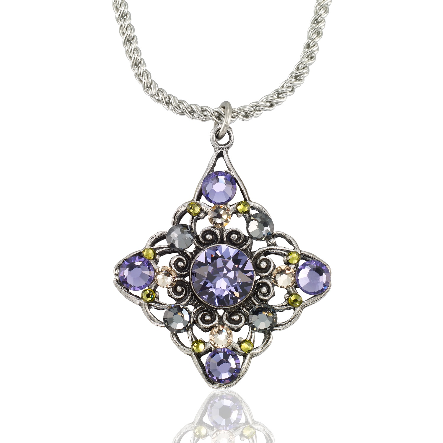 Violet Mist Garden Jeweled Sparkling Crystal Necklace