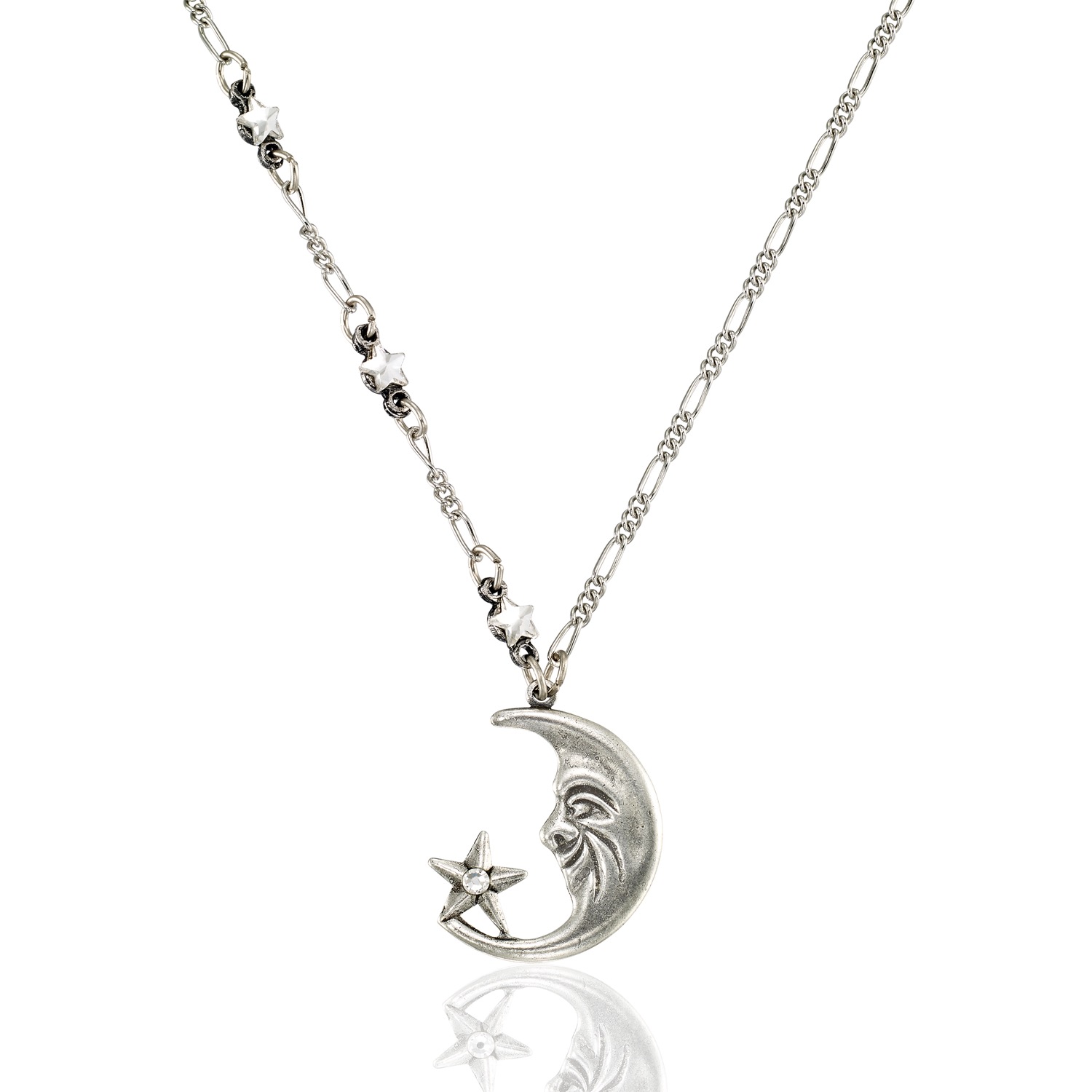 Dancing Stars on the Moon Phase Orbit Crystal Necklace