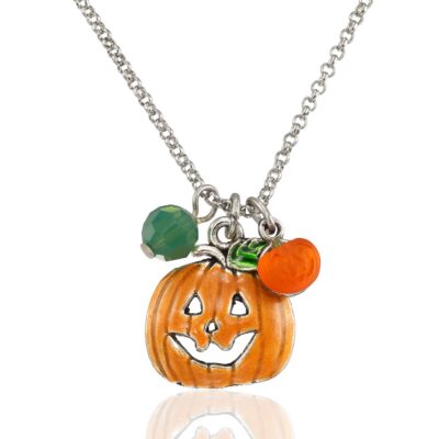 Jack O Lantern Pumpkin Halloween Crystal Necklace