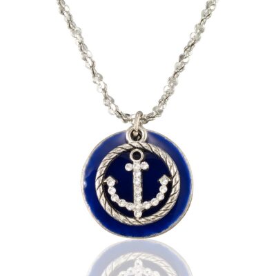 Timeless Nautical Blue Anchor Crystal Necklace