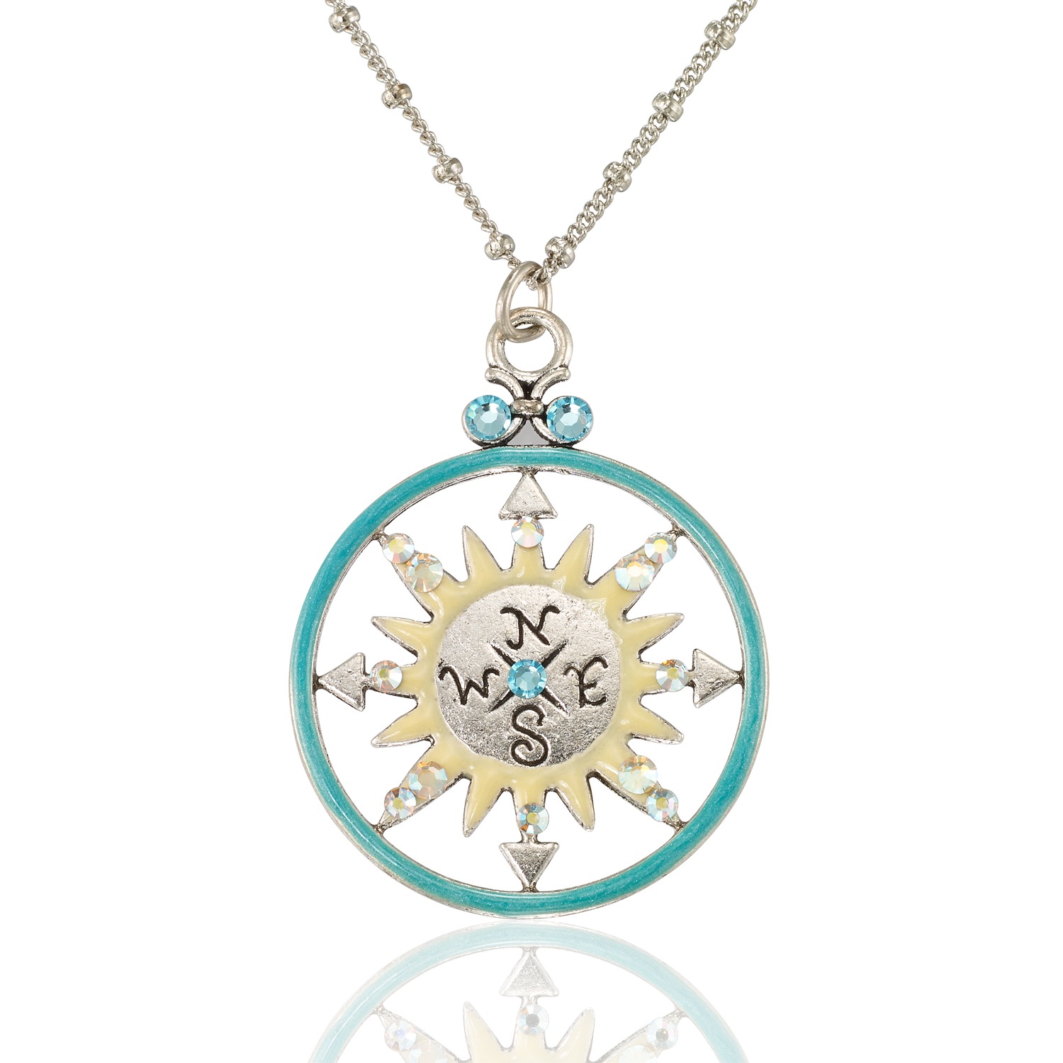 Summer Sunshine Coastal Compass Crystal Necklace