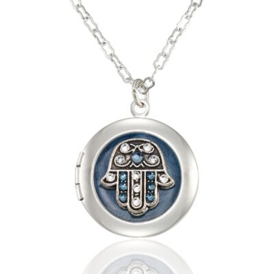 Divine Hamsa Crystal Amulet Keepsake Locket Necklace
