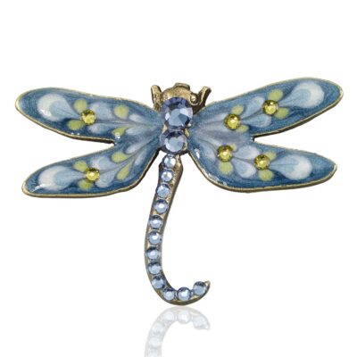 Club Tail Blue Willow Garden Dragonfly Crystal Brooch