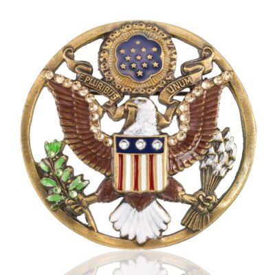 Seal of American Freedom Eagle Emblem Crystal Brooch