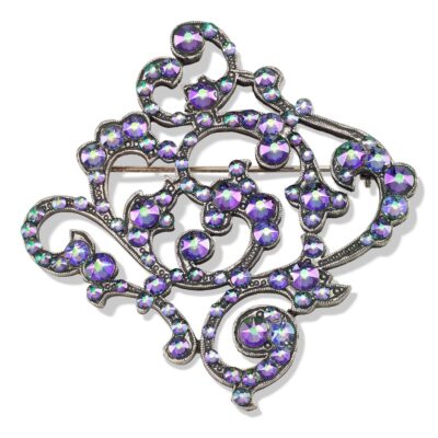 Paradise Shine Vintage Inspired Open Scroll Crystal Brooch