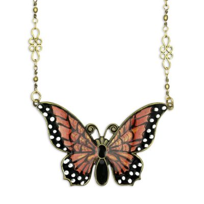Monarch Large Open Wing Butterfly Necklace by Anne Koplik Designs jewelry, handcrafted brass necklaces made in Brewster NY